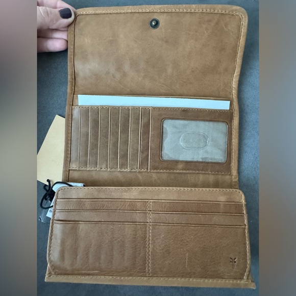 NWT Frye Long Basket Woven Amber Leather Wallet - Picture 4 of 12